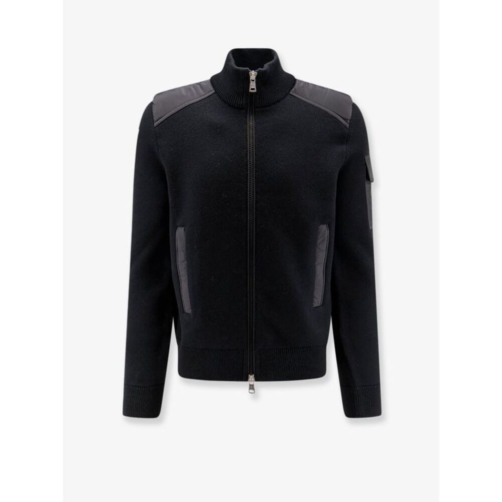 Moncler Men Virgin Wool Cardigan With Logo Patch